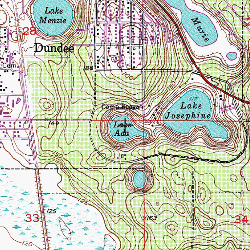 Topographic Map of Lake Ada, FL