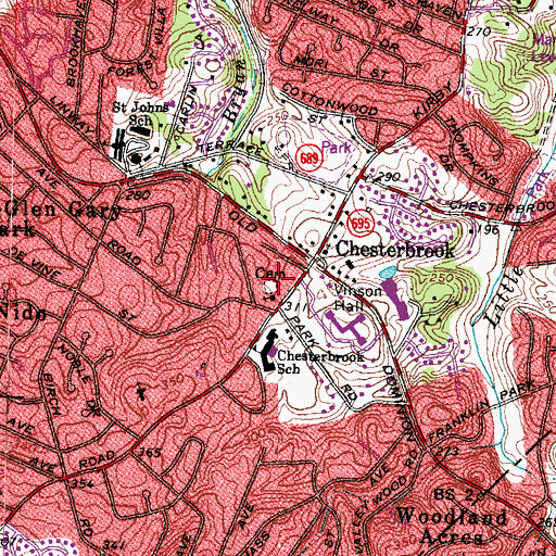 Topographic Map of First Baptist Church of Chesterbrook Cemetery, VA