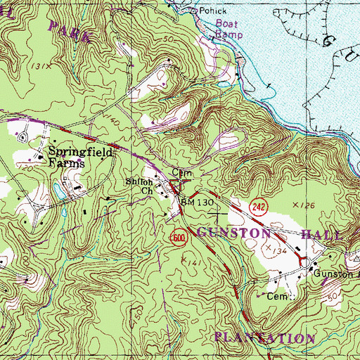 Topographic Map of Shiloh Baptist Church Cemetery, VA