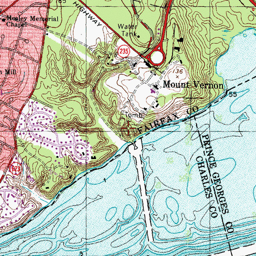 Topographic Map of Slave Cemetery - Mount Vernon, VA