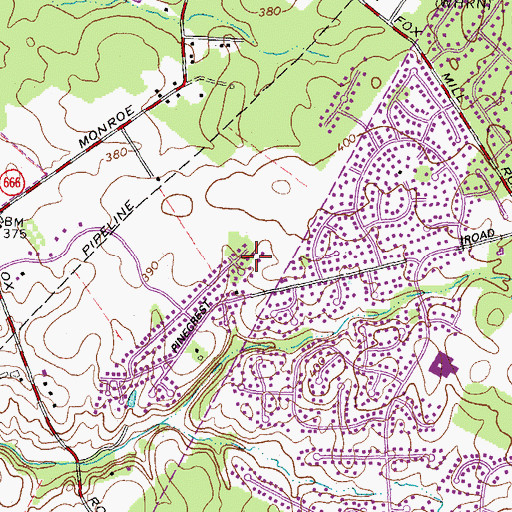 Topographic Map of Unnamed Cemetery - Framingham Court, VA