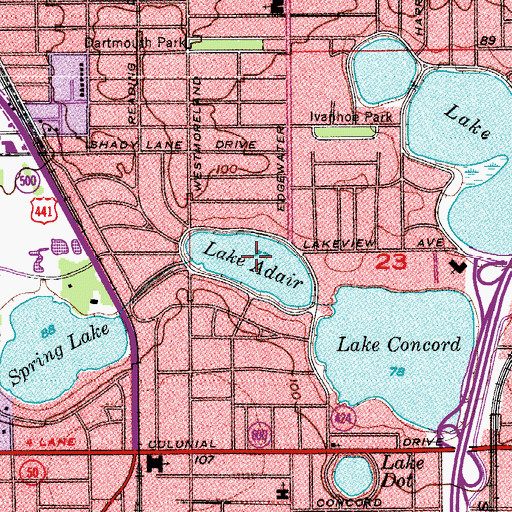 Topographic Map of Lake Adair, FL