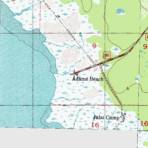 Topographic Map of Adams Beach, FL