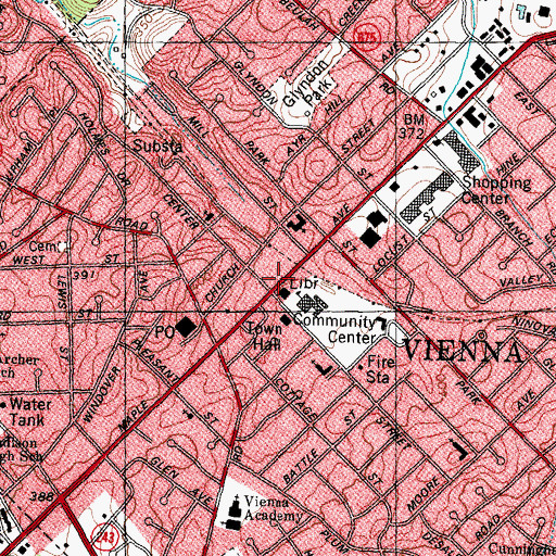 Topographic Map of Inova Urgent Care Center - Vienna, VA