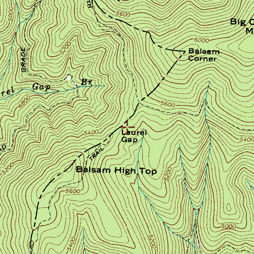 Topographic Map of Laurel Gap Shelter, NC