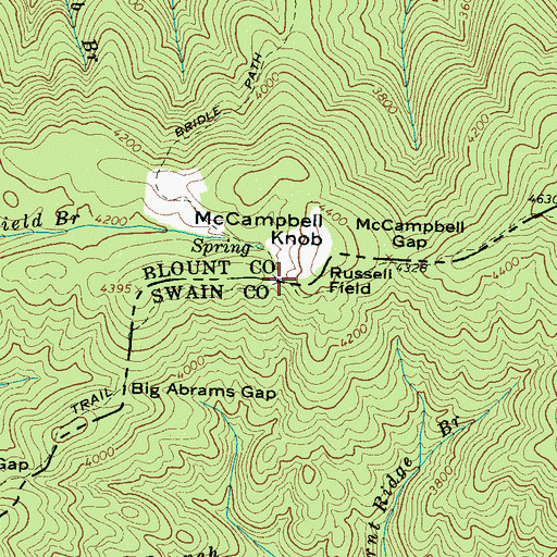 Topographic Map of Russell Field Shelter, TN