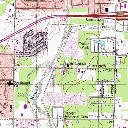 Topographic Map of Mount Zion Baptist Church Cemetery, LA