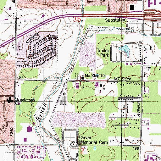 Topographic Map of Carter Cemetery, LA