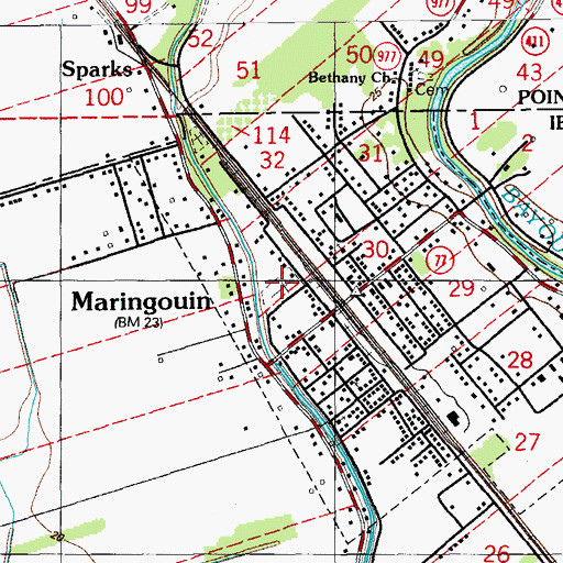 Topographic Map of Immaculate Heart of Mary Cemetery, LA