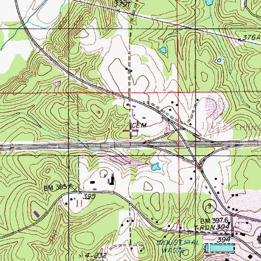 Topographic Map of Mount Calvary Cemetery, LA