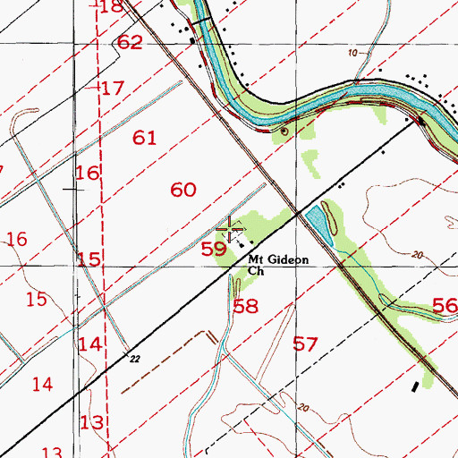 Topographic Map of Mount Gideon Baptist Cemetery, LA