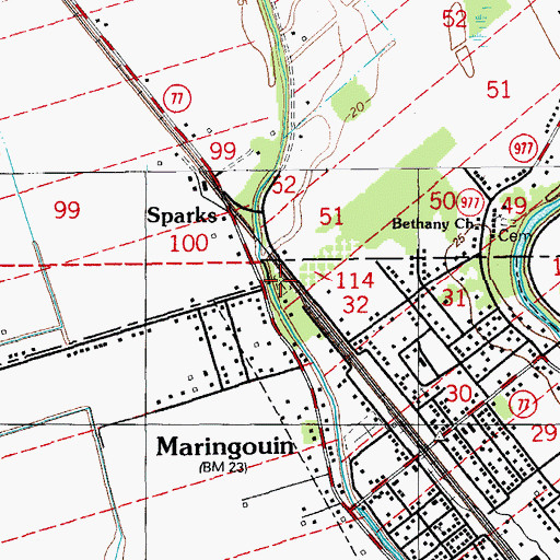 Topographic Map of Saint Stephens Episcopal Cemetery, LA