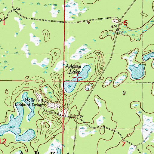 Topographic Map of Adams Lake, FL
