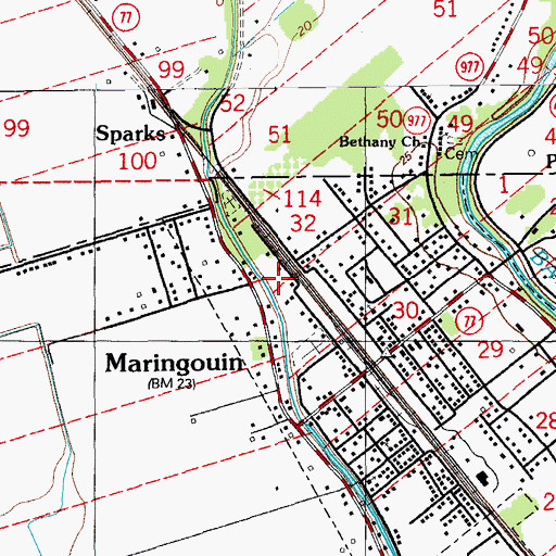 Topographic Map of Sweet Home Baptist Cemetery, LA