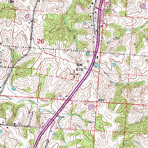 Topographic Map of Missouri State Veterans Cemetery - Bloomfield, MO