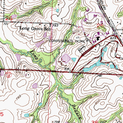 Topographic Map of Missouri State Veterans Cemetery - Higginsville, MO