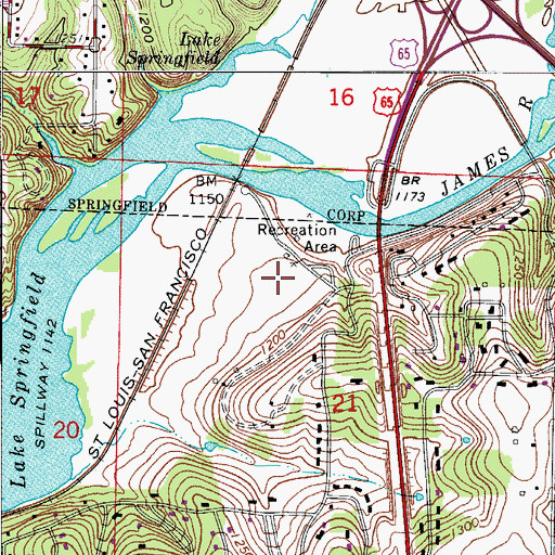 Topographic Map of Missouri State Veterans Cemetery - Springfield, MO