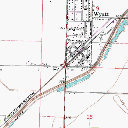 Topographic Map of Wyatt Cemetery, MO