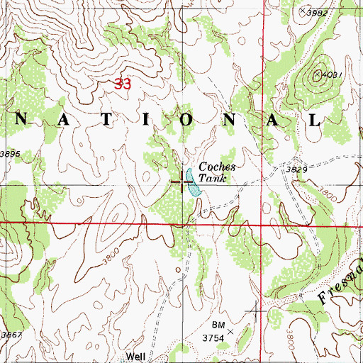 Topographic Map of Coches Tank, AZ