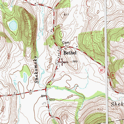 Topographic Map of Bethel Cemetery, NY