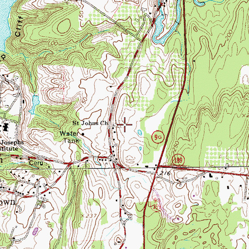 Topographic Map of Saint John the Evangelist Church Cemetery, NY
