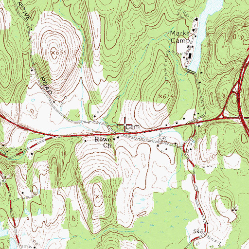 Topographic Map of Rowe Burial Ground, NY