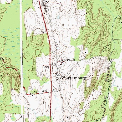 Topographic Map of Saint Paul's Lutheran Cemetery, NY