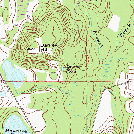 Topographic Map of Adams Pond, FL