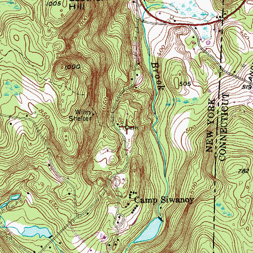 Topographic Map of Webetuck Cemetery, NY