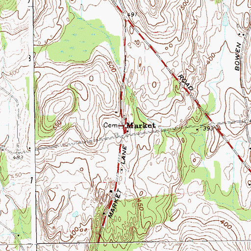Topographic Map of Sutherland - Bear Market Cemetery, NY