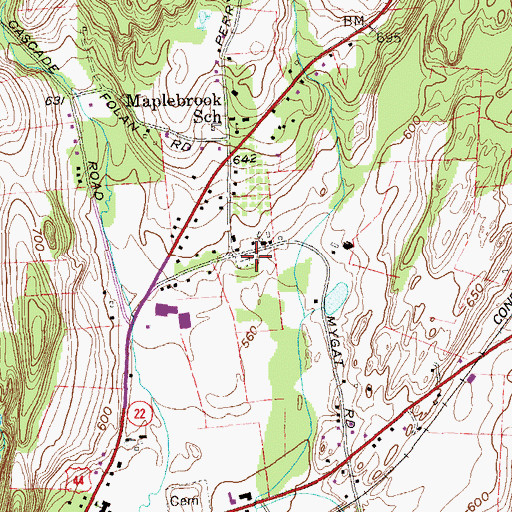 Topographic Map of Amenia Burying Ground - Red Meeting House Cemetery, NY
