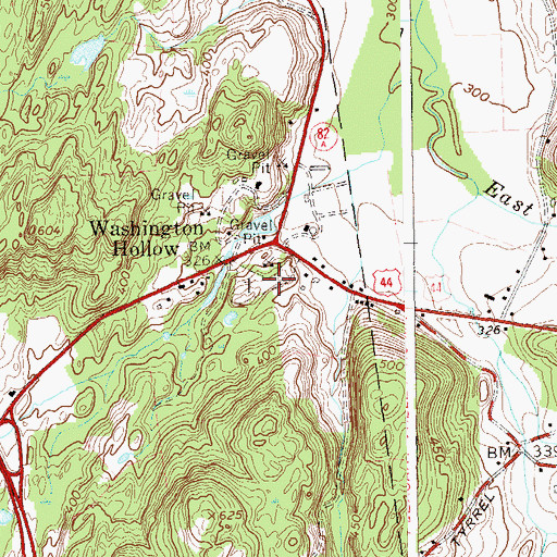 Topographic Map of Pitssbury Presbyterian - Washington Hollow Cemetery, NY