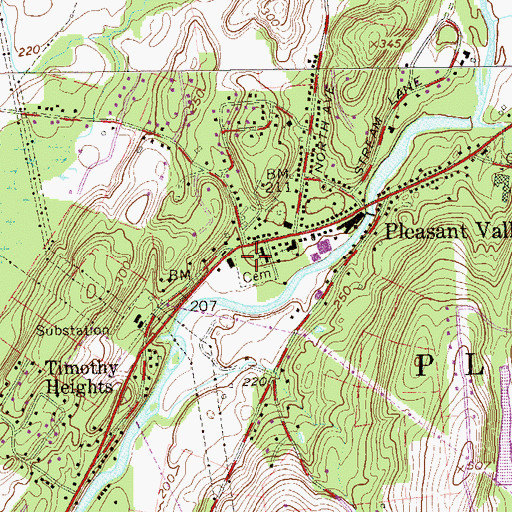 Topographic Map of Pleasant Valley Presbyterian Cemetery, NY