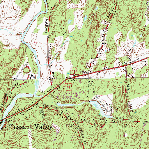 Topographic Map of Pleasant Valley Methodist Cemetery, NY