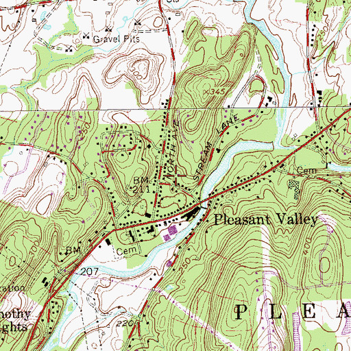 Topographic Map of Friends Cemetery, NY
