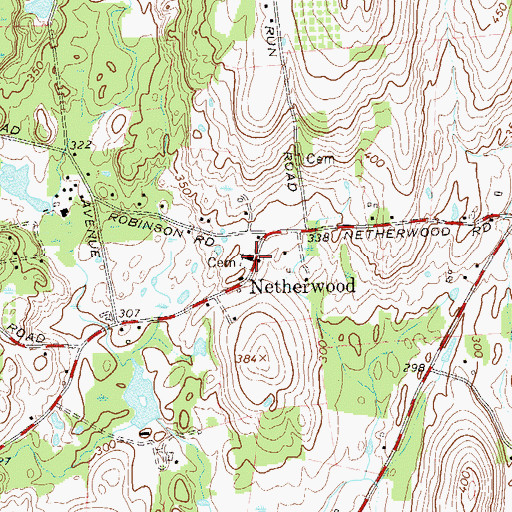 Topographic Map of Netherwood Baptist Cemetery, NY