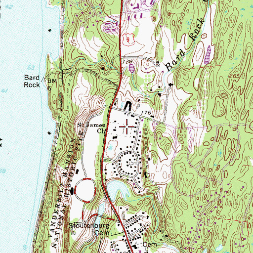 Topographic Map of Saint James Episcopal Cemetery, NY
