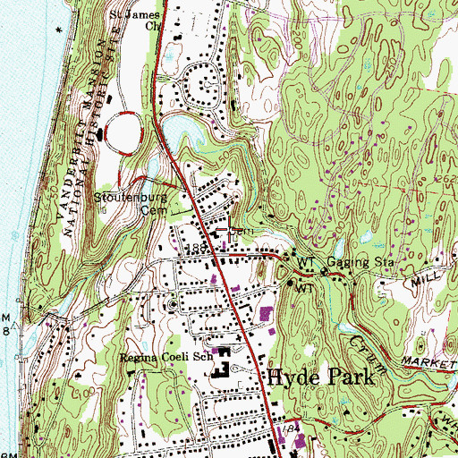Topographic Map of Hyde Park Dutch Reformed Church Cemetery, NY