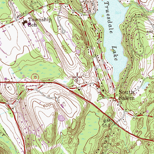 Topographic Map of South Salem Cemetery, NY