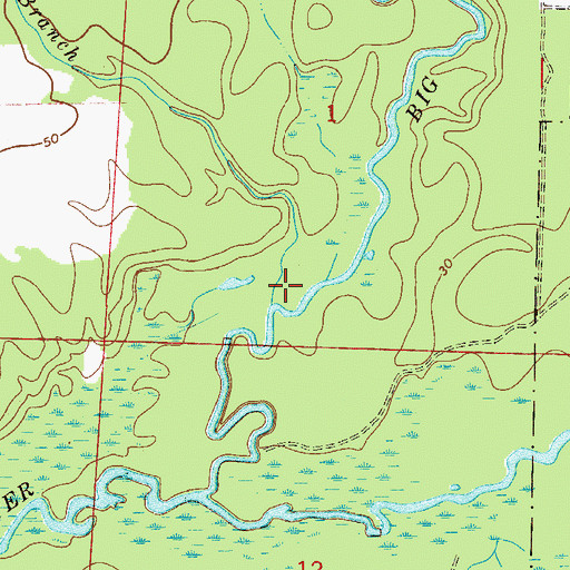 Topographic Map of Adams Spring Branch, FL