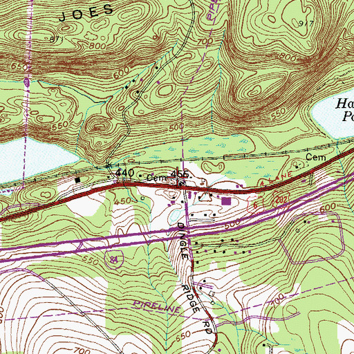Topographic Map of Brush Hollow Cemetery, NY