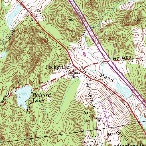 Topographic Map of Ballard - Milltown Cemetery, NY