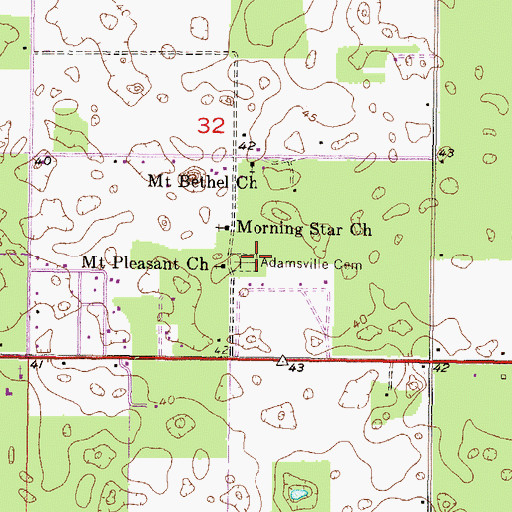 Topographic Map of Adamsville Cemetery, FL