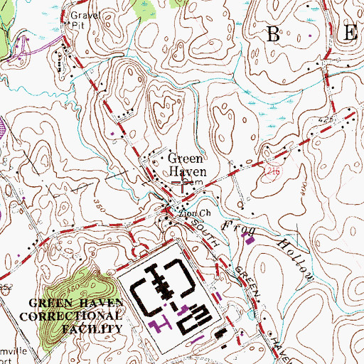 Topographic Map of Green Haven Cemetery, NY