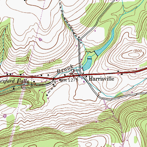 Topographic Map of Harrisville Cemetery, NY