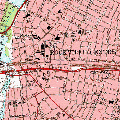 Topographic Map of Rockville Centre Police Department, NY