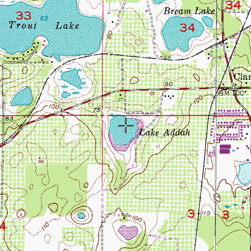Topographic Map of Lake Addah, FL