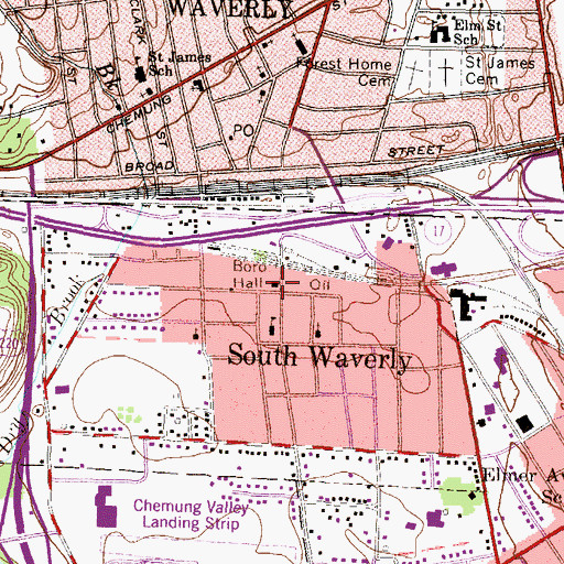 Topographic Map of South Waverly Borough Police Department, PA