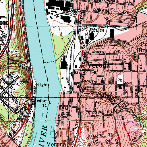 Topographic Map of Verona Police Department, PA