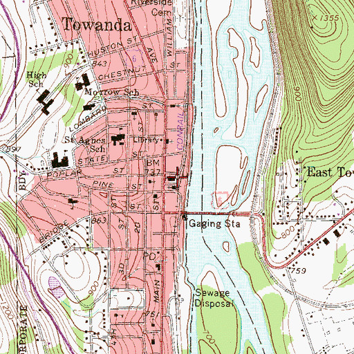 Topographic Map of Bradford County Sheriff's Office, PA